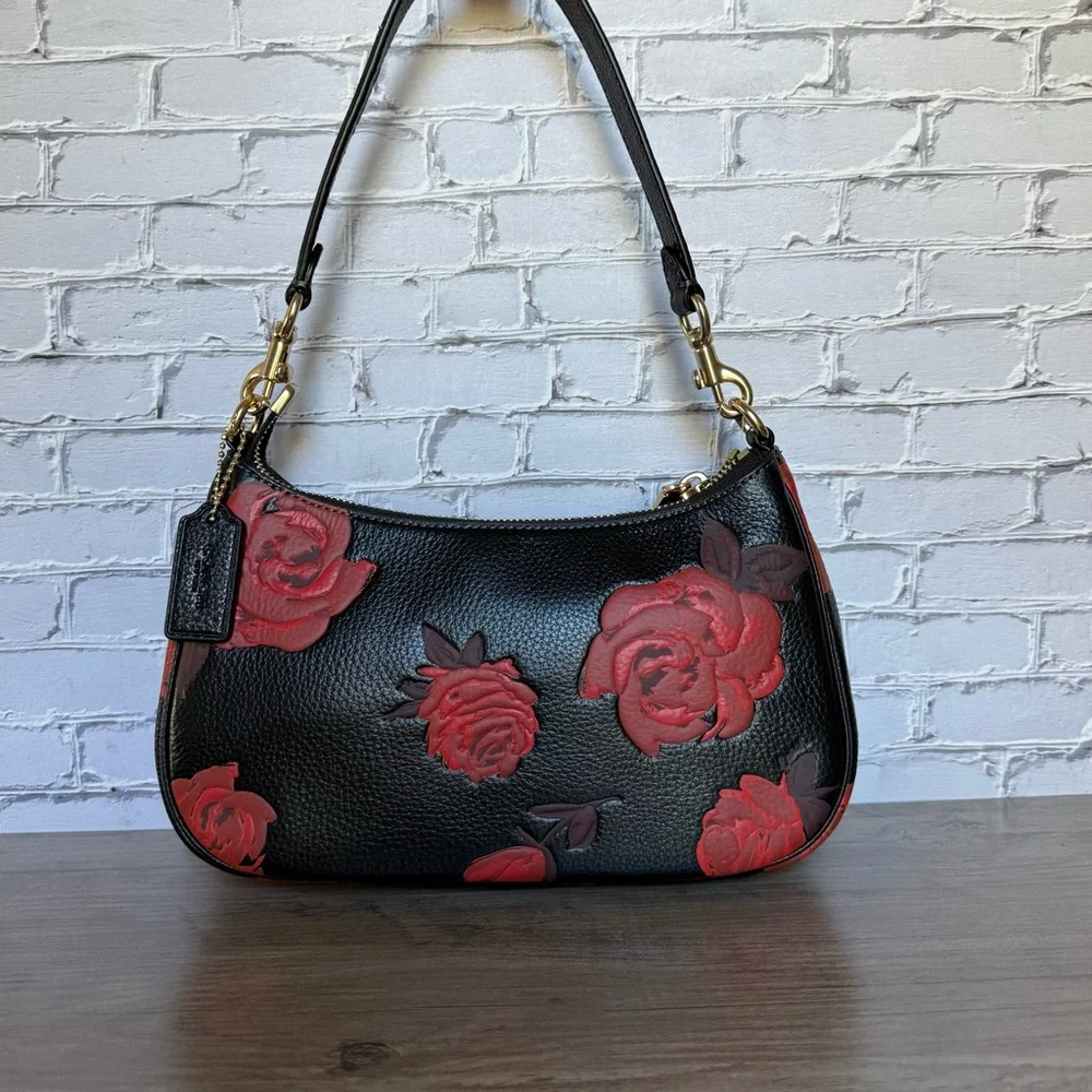 Coach Black and red Teri Shoulder and Crossbody Bag CCE28 NWT